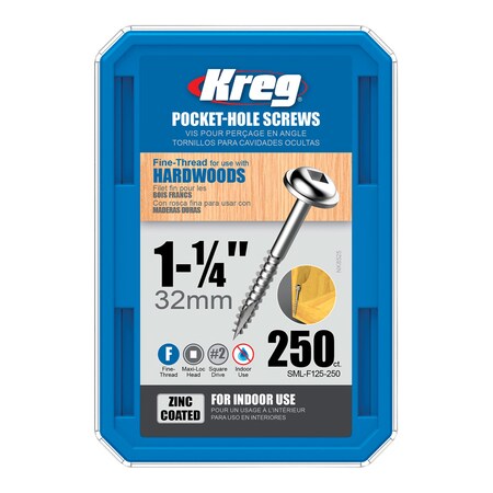 Kreg Tool Pktscrw 1.25" 250Ct Fin SML-F125-250